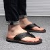 Men’s Leather Flip  Flops Flat Slippers Outdoor Casual Beach Sandals