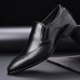 Men Pure Color Pointed Toe Casual Slip On Business Dress Shoes