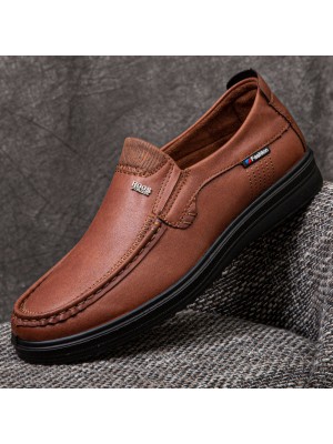 Men Microfiber Leather Breathable Soft Sole Slip  On Business Shoes