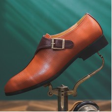 Men Monk Contrast Color Business PU Leather Dress Shoes