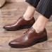 Men Pointed Toe Lace Up Business Brogue Dress Shoes