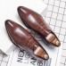 Men Pointed Toe Lace Up Business Brogue Dress Shoes