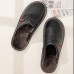 Men First Layer Cowhide Slip Resistant Soft Sole Comfy Home Winter Slippers