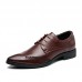 Men Pointed Toe Lace Up Business Brogue Dress Shoes