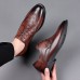 Men Brogue Embossed Lace Up Business Dress Oxfords Shoes