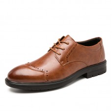 Men Brogue Lace Up Business Wearable Oxfords Shoes