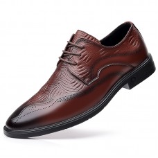 Men Brogue Embossed Lace Up Business Dress Oxfords Shoes