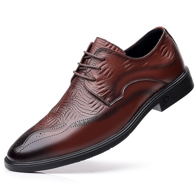 Men Brogue Embossed Lace Up Business Dress Oxfords Shoes