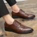 Men Crocodile Embossed Lace Up Derby Business Shoes