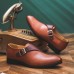 Men Monk Contrast Color Business PU Leather Dress Shoes