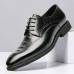 Men Brogue Embossed Oxfords Cowhide Leather Dress Shoes