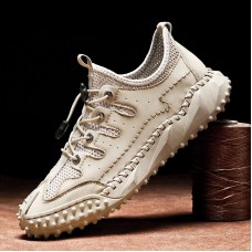 Men Handmade Cowhide Elastic Band Breathable Non Slip Casual Sport Shoes