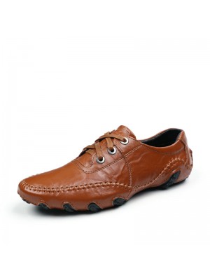 Menico Men Comfortable Breathable Lace  Up Hand Sewn Anti  Slip Plus Size Business Casual Shoes