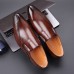 Men Pure Color Pointed Toe Casual Slip On Business Dress Shoes