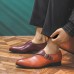 Men Monk Contrast Color Business PU Leather Dress Shoes