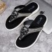 Men Casual Outdoor Denim Fabric Slip On Beach Flip Flop Slippers