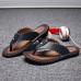 Men’s Leather Flip  Flops Flat Slippers Outdoor Casual Beach Sandals