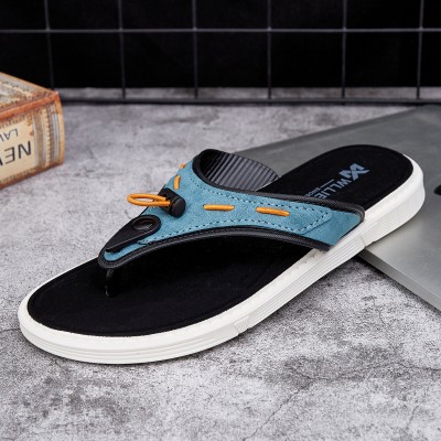 Men Outdoor Beach Slip On Denim Fabric Casual Flip Flop Slippers