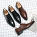 Men Crocodile Embossed Lace Up Derby Business Shoes