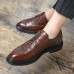 Men Brogue Embossed Lace Up Breathable Business Dress Shoes